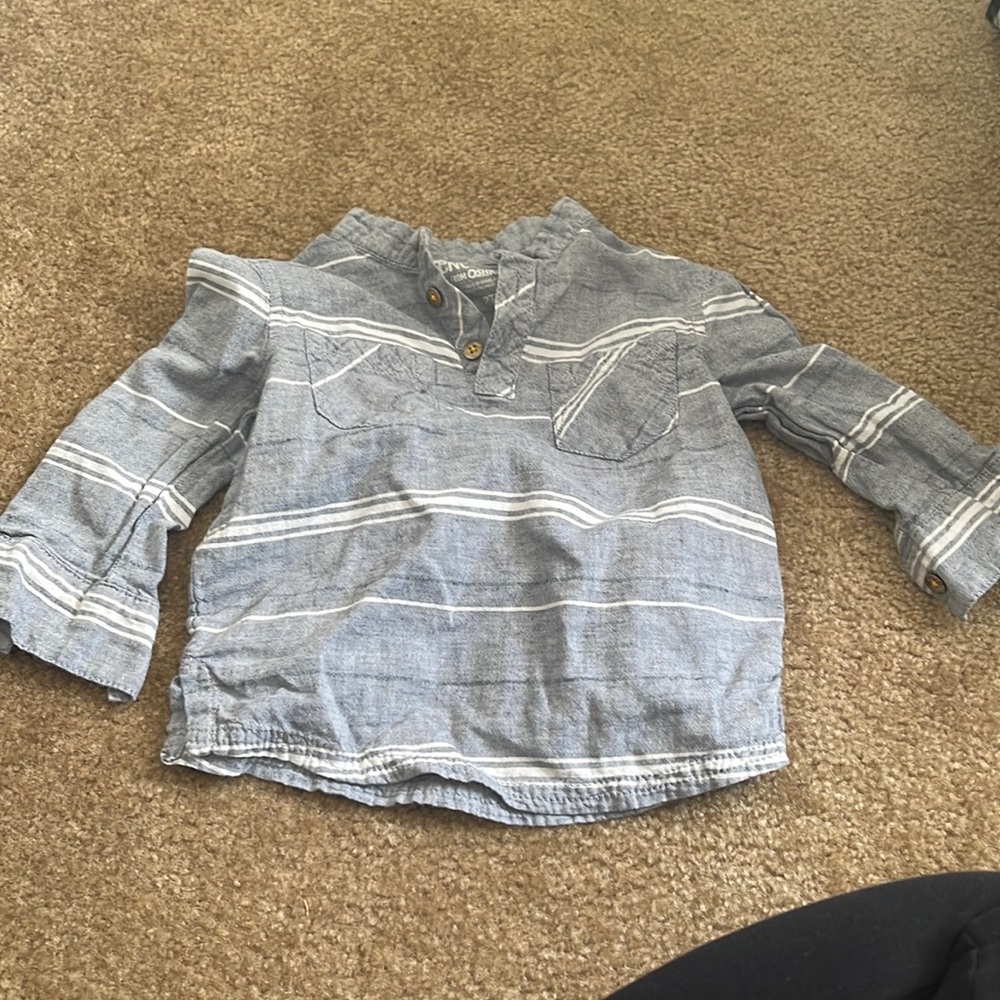 Lightweight 3/4 sleeve canvas 3/4 button down boy kid Easter outfit idea